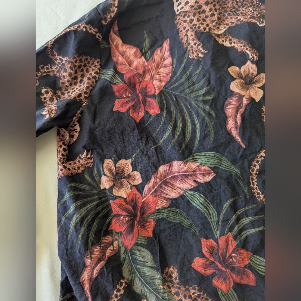 Desmond & Dempsey Pajamas Soleia Leopard Multi Shirt And Pants In Navy - Picture 12 of 16